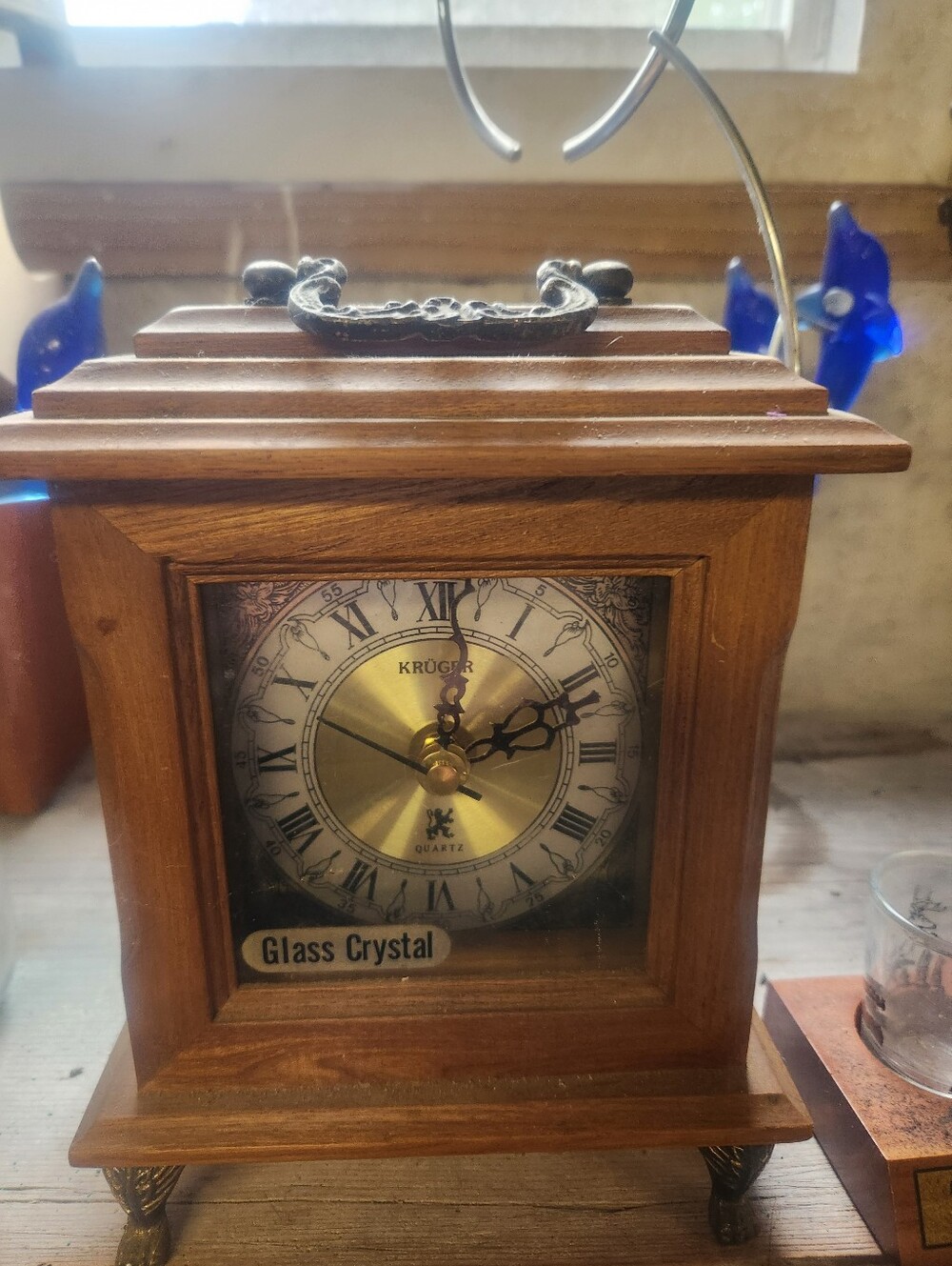 Kruger Wooden Mantel Clock in Gold and Brown